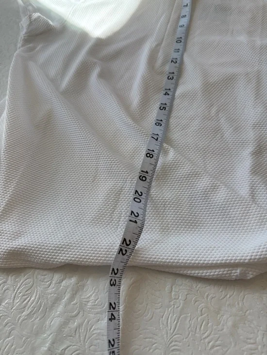 Lands' End White Short Sleeve Zip Polo with Navy Collar - Picture 6 of 6